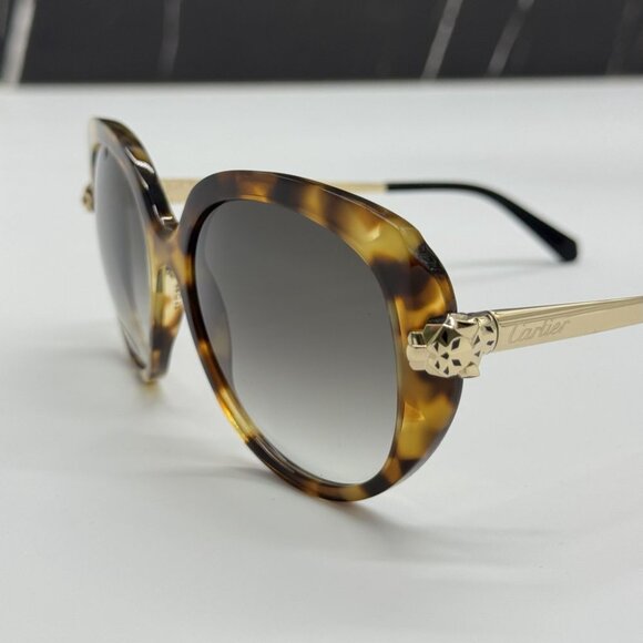 NEW CARTIER CT0064S 002 WOMEN HAVANA GOLD ROUND SUNGLASSES  NEW CARTIER CT0064S 002 WOMEN HAVANA GOLD ROUND SUNGLASSES CARTIER CT0064S